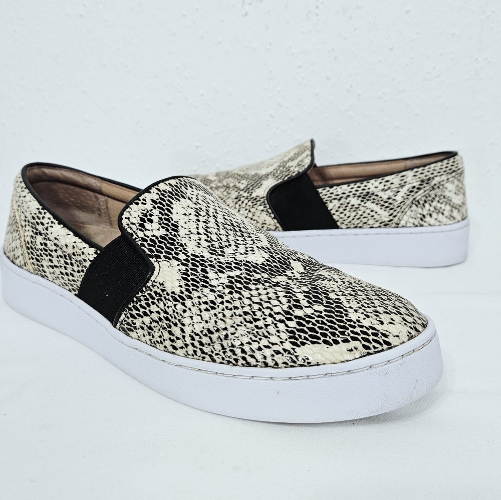 Vionic Snake-Print Slip-On Sneakers in Black and Cream